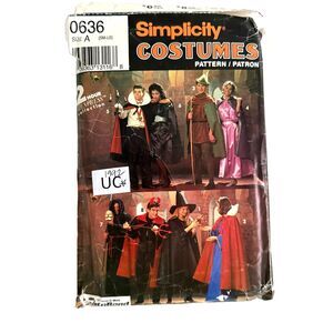 Simplicity Pattern 0636 Adult Teen Costumes Vampires Robin Hood Devil Witch S-L